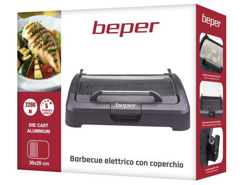 Beper 90871 - Barbecue elettrico con coperchio - 2.2 Kw