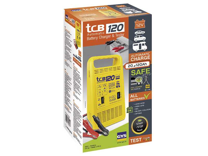 GYS TCB 120 - Caricabatterie Automatico - Batterie 12V da 20 a 120ah