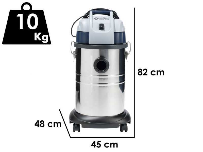 Nilfisk VL100-35 EU GO - Aspirapolvere professionale - Fusto in acciaio inox 35 lt - 1000W