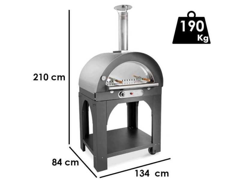 AgriEuro Premium Line Pulcinella Antracite - Forno a gas per pizza da esterno 80x60 - 4 pizze