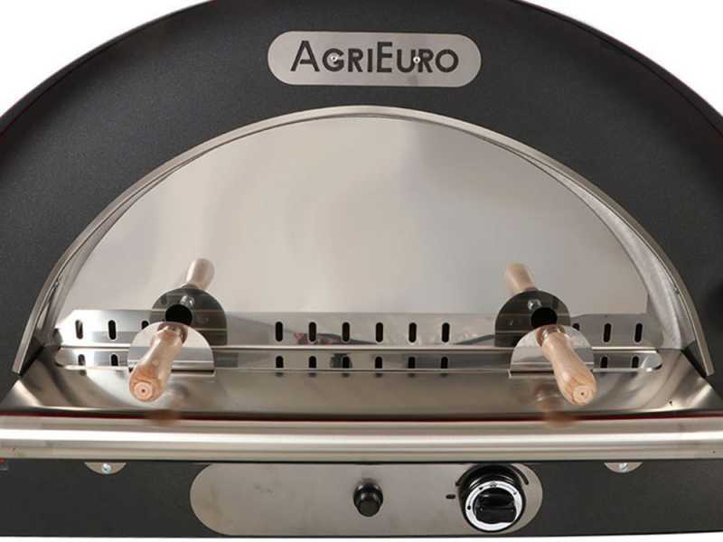 AgriEuro Premium Line Pulcinella Antracite - Forno a gas per pizza da esterno 80x60 - 4 pizze