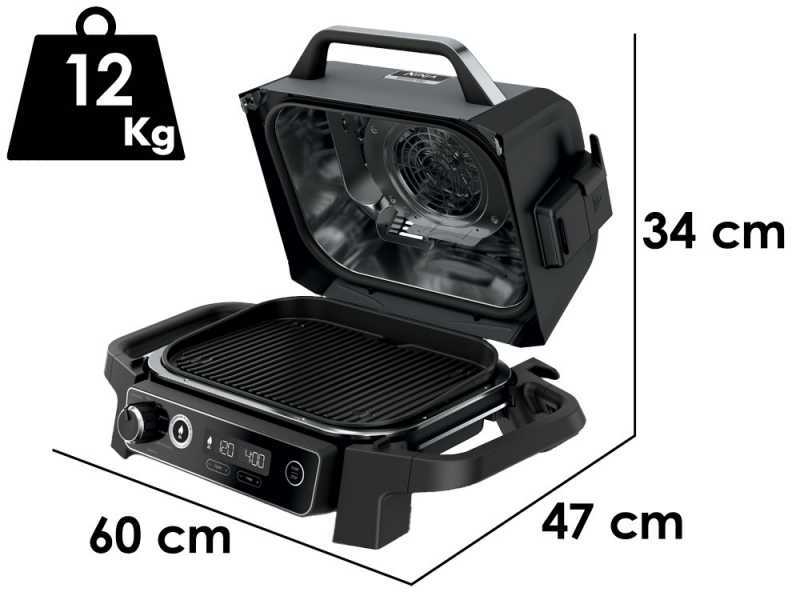 Ninja Woodfire OG701EU - Barbecue elettrico con affumicatore e friggitrice ad aria