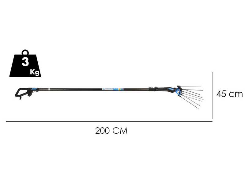 Campagnola MASTER PLUG-IN - Abbacchiatore a batteria al litio 21.6V 5Ah - Asta telescopica in carbonio e alluminio 200/250 cm