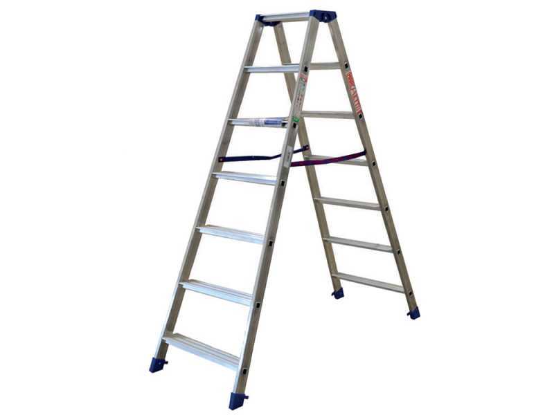 Marchetti Gaudi 07, 2x7 gradini, 1.90 m - Scala in alluminio doppia - Altezza stimata operativa 2.70 m