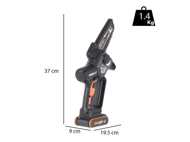 Worx Nitro WG325E - Potatore manuale a batteria + asta di prolunga - 20V/2Ah