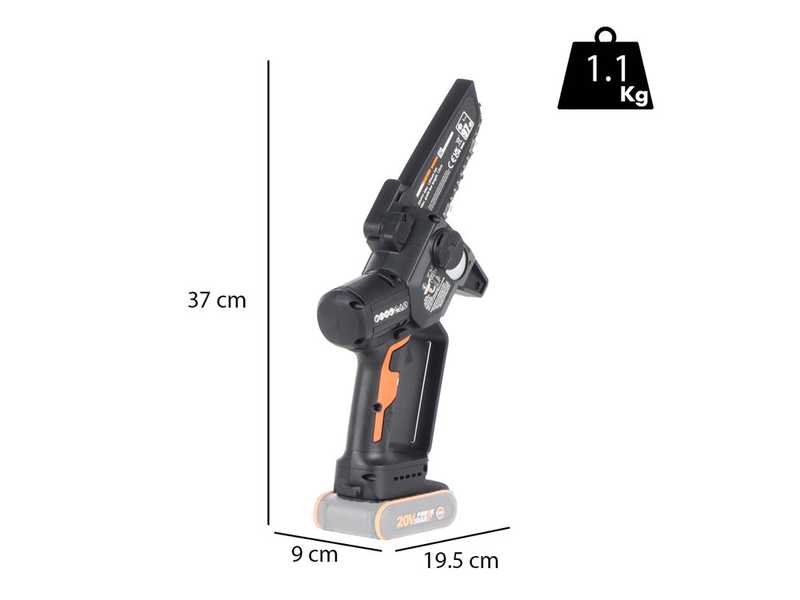 Worx Nitro WG325E - Potatore manuale a batteria + asta di prolunga - SENZA BATTERIA E CARICABATTERIA