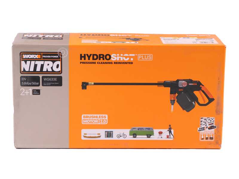 Worx Nitro HydroShot WG633E - Pistola idropulitrice a batteria 20V/4Ah + in omaggio batteria 20V/4Ah