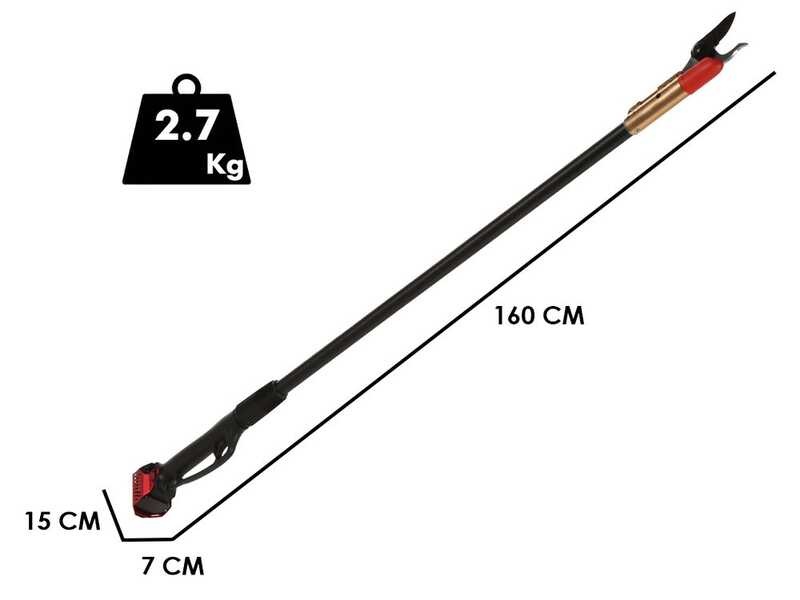 Blue Bird HPS 22-160 - Forbice elettrica da potatura su asta da 160 cm -  21.6V 2.5Ah - Diametro di taglio 40mm