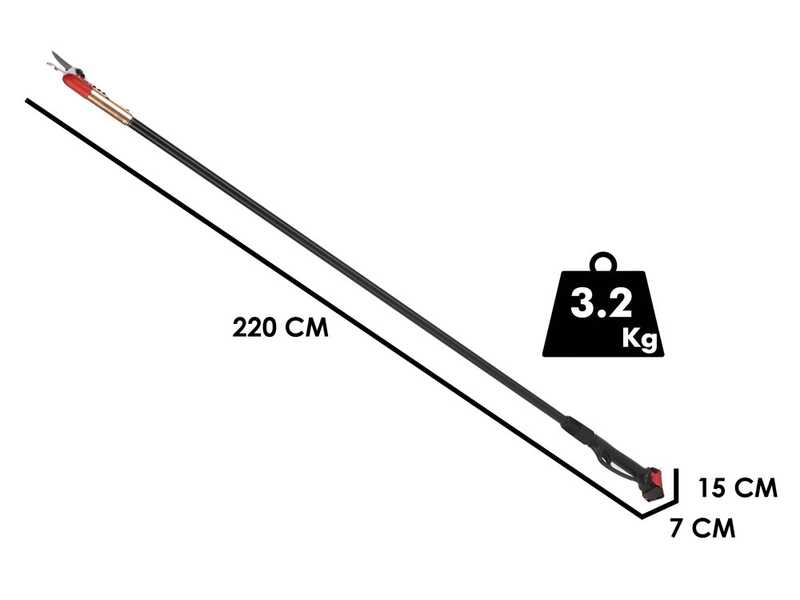 Blue Bird HPS 22-220 - Forbice elettrica da potatura su asta da 220 cm -  21.6V 2.5Ah