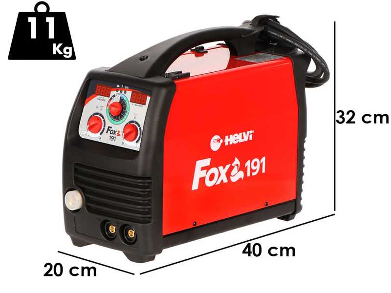HELVI Fox 191 - Saldatrice Inverter Multiprocesso (MIG-MAG/MMA/TIG), corrente continua (DC)
