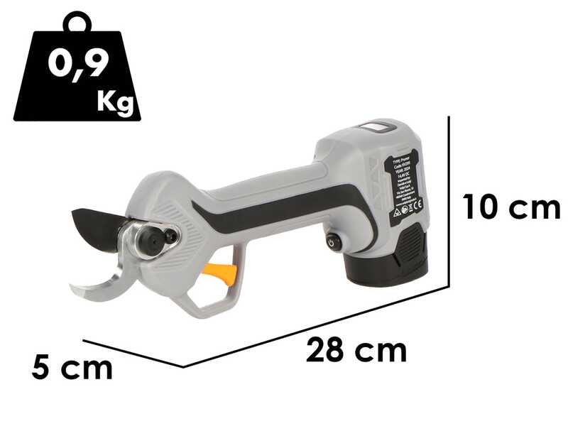 Volpi KV295 - Forbice elettrica da potatura - 2x 14.4V/2.5Ah - Diametro di taglio 28mm