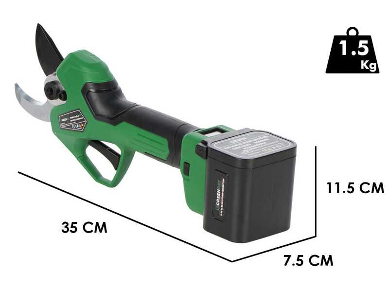 GreenBay TopCut 45 - Forbice elettrica da potatura - 2x 21.6V 4Ah - Diametro di taglio 45mm
