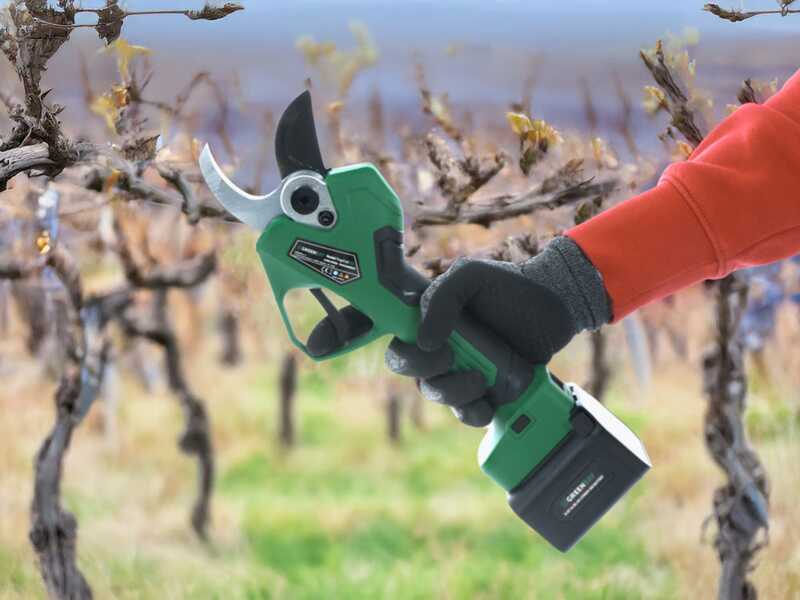 GreenBay TopCut 45 - Forbice elettrica da potatura - 2x 21.6V 4Ah - Diametro di taglio 45mm