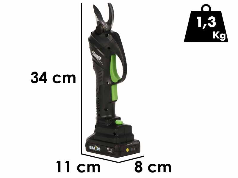 Ribimex PRBAT20/SEC - Forbice elettrica da potatura - 20V/2Ah - Diametro di taglio 25mm