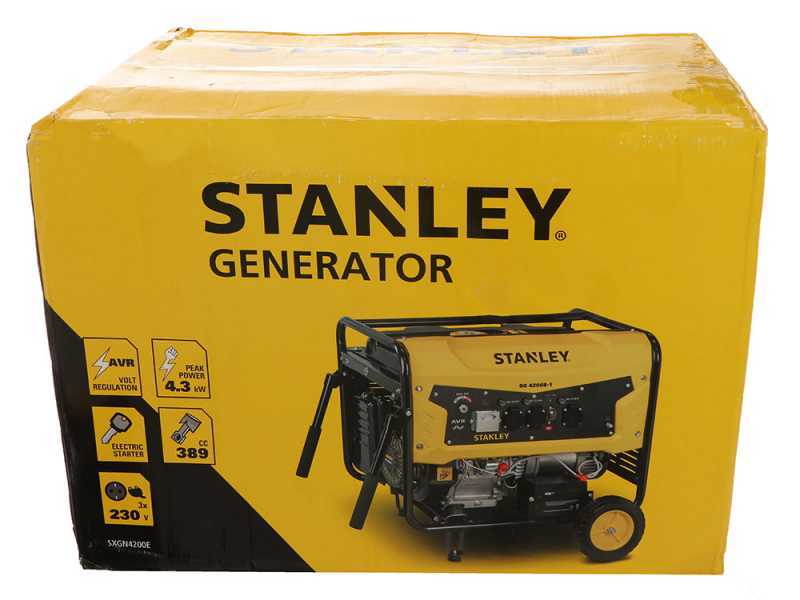 Stanley SG 4200B-1 - Generatore di corrente a benzina - AVR - 4.3 kW - Continua 4.0 kW Monofase