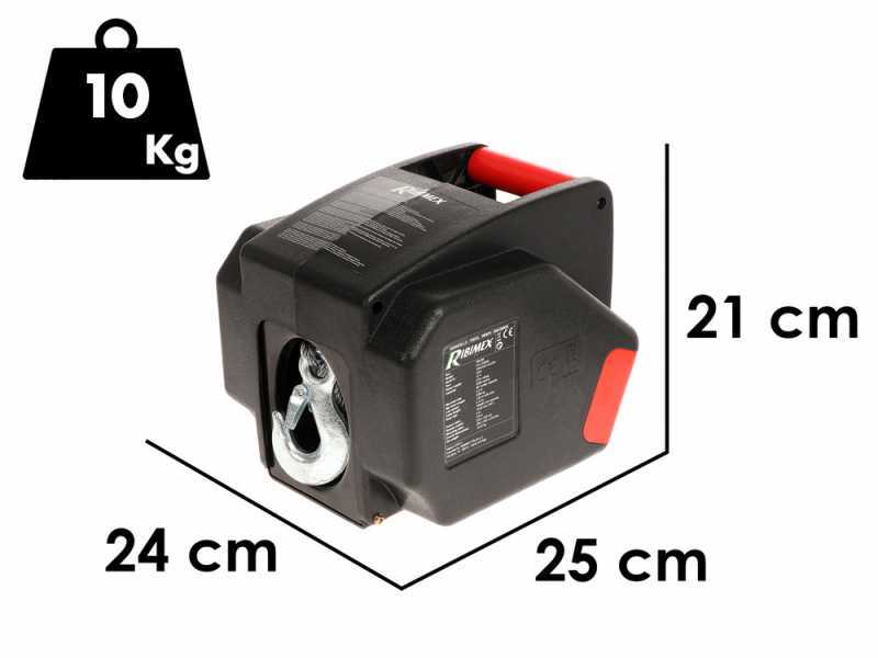 Ribimex PE12V - Verricello elettrico a batteria 12V - Con telecomando