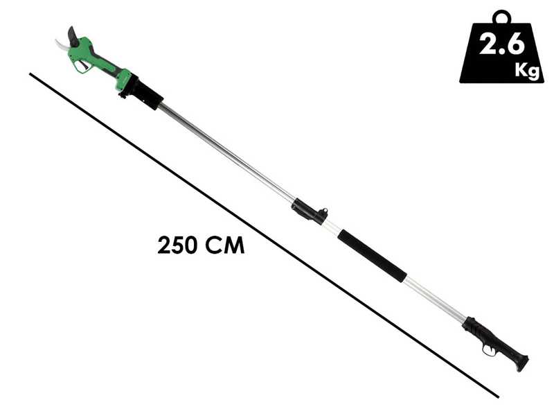 GreenBay TopCut 45 - Forbice elettrica da potatura su asta 150-210 cm - 2x 21.6V 4Ah