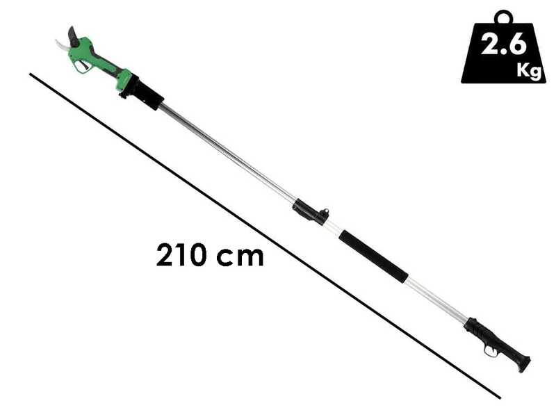 GreenBay TopCut 45 - Forbice elettrica da potatura su asta 150-210 cm - 2x 21.6V 4Ah