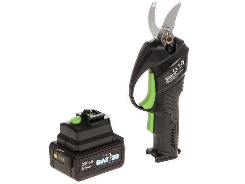 Ribimex PRBAT20/SEC - Forbice elettrica da potatura - 20V/4Ah - Diametro di taglio 25mm