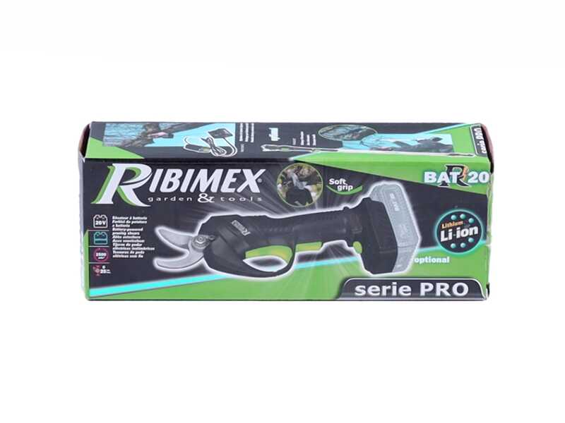Ribimex PRBAT20/SEC - Forbice elettrica da potatura - 20V/4Ah - Diametro di taglio 25mm