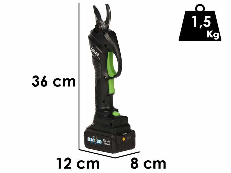 Ribimex PRBAT20/SEC - Forbice elettrica da potatura - 20V/4Ah - Diametro di taglio 25mm