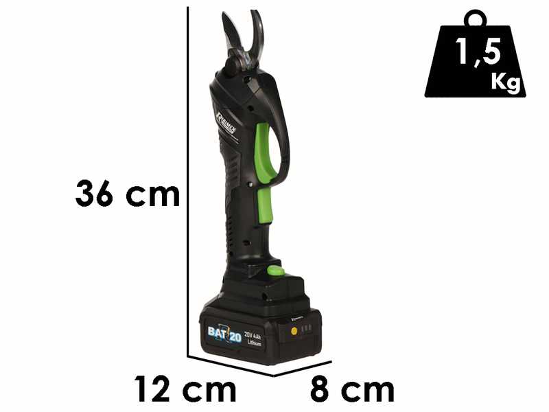 Ribimex PRBAT20/SEC - Forbice elettrica da potatura - 20V/4Ah