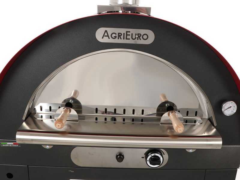 Forno a gas e a legna per pizza da esterno Pulcinella Rosso - per 4 pizze