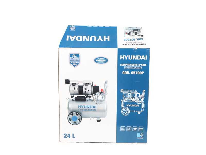 Hyundai 4J-750-24L - Compressore aria elettrico silenziato oilless 24 lt - motore 1 HP