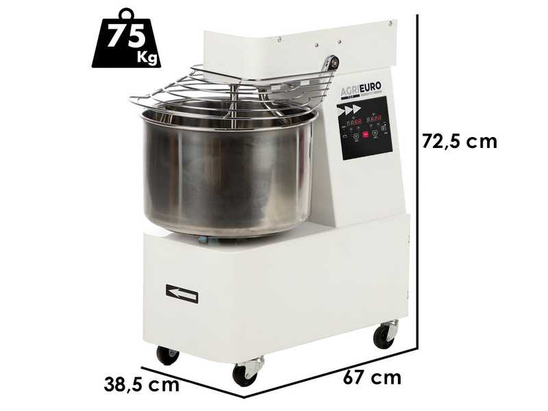 Mixer 2000 T-2G DIG - Impastatrice a spirale - Da 16 Kg trifase a 2 velocit&agrave; - Schermo digitale