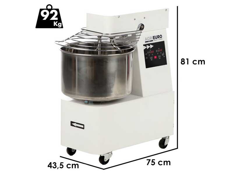 Mixer 3000 T-2G DIG - Impastatrice a spirale - Da 24 Kg trifase a 2 velocit&agrave; - Schermo digitale