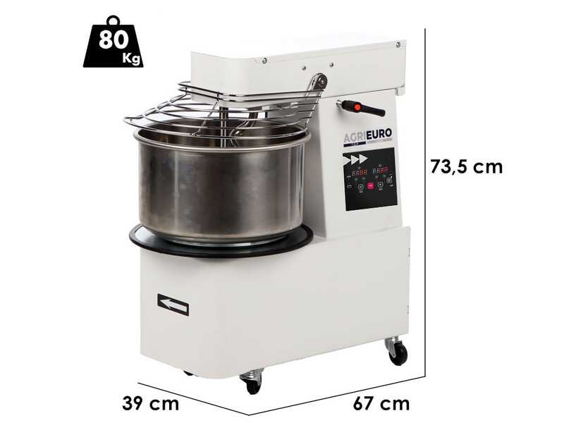 Mixer 2000 T-2G Deluxe DIG - Impastatrice a spirale sollevabile - Da 16 Kg trifase a 2 velocit&agrave; - Schermo digitale