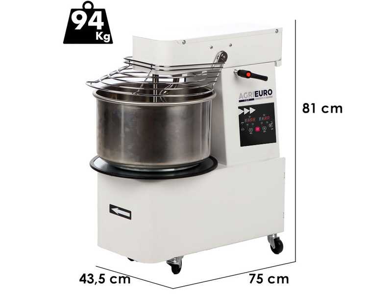 Mixer 3000 T-2G Deluxe DIG - Impastatrice a spirale sollevabile - Da 24 Kg trifase a 2 velocit&agrave; -  Schermo digitale
