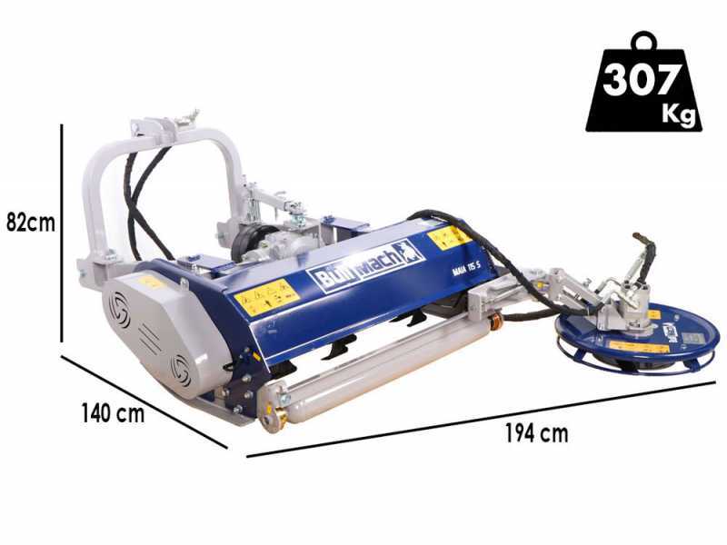 BullMach Maia 115 S - Trinciaerba per trattore - Disco interfilare - Serie media - Spostamento manuale