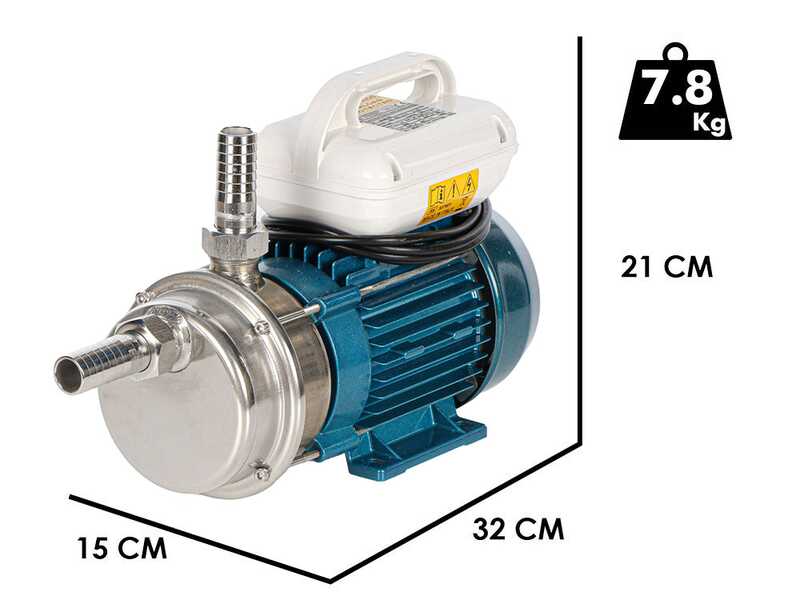 Tellarini ALM 25 - Pompa elettrica da travaso per olio in acciaio inox - Raccordi in INOX dritti - Monofase - 230V - Scegli i tuoi raccordi!