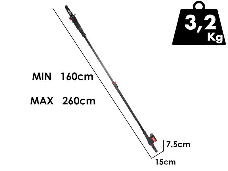 Zanon ZP 190LP - Potatore a batteria su asta telescopico - 18 V 5 Ah