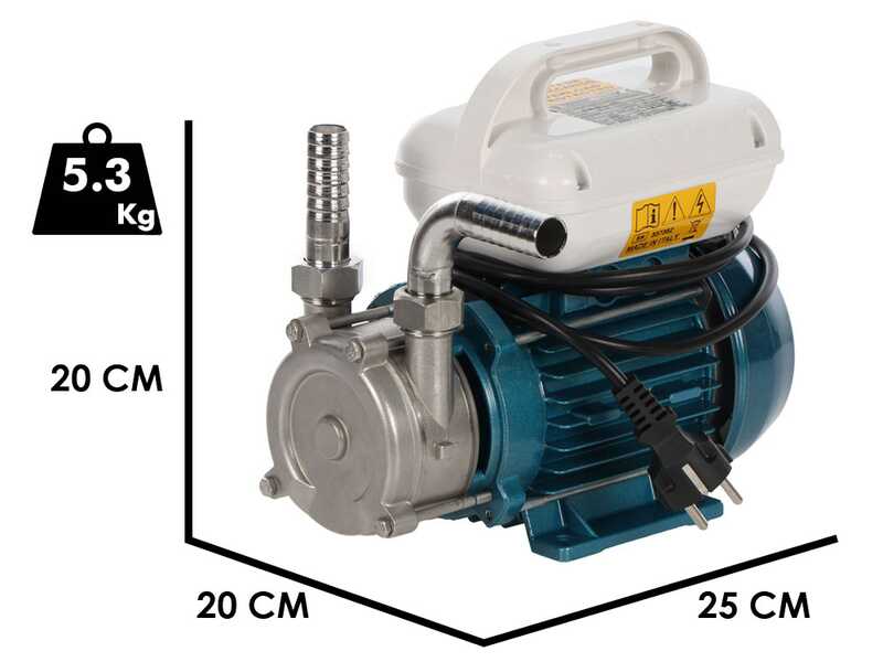 Tellarini ALM 20-SR - Pompa elettrica da travaso per olio in acciaio inox - Raccordi in INOX dritto+curvo - Monofase - 230V - Scegli i tuoi raccordi!