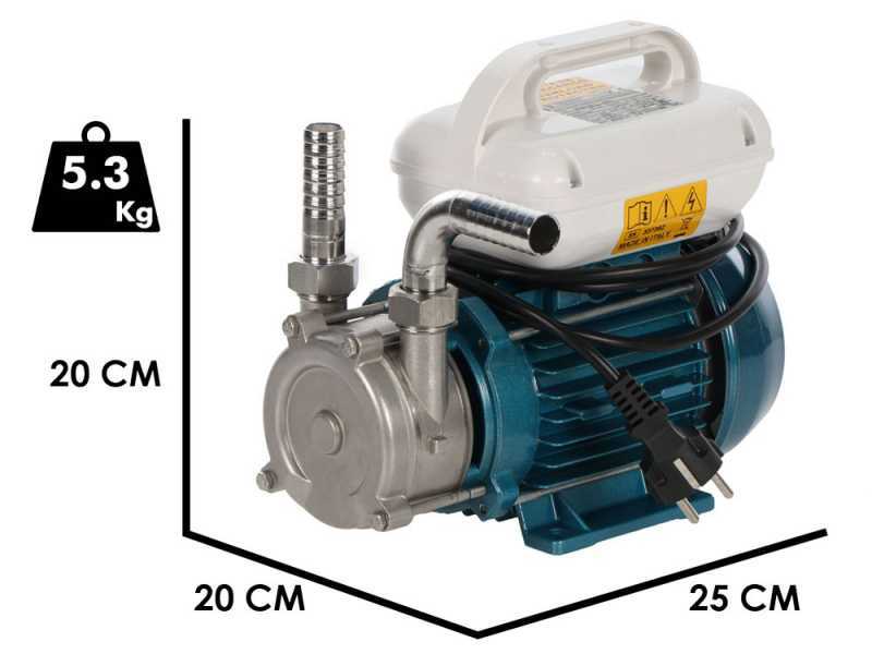 Tellarini ALM 20-SR - Pompa elettrica da travaso per olio in acciaio inox - Raccordi in INOX dritto+curvo - Scegli i tuoi raccordi!