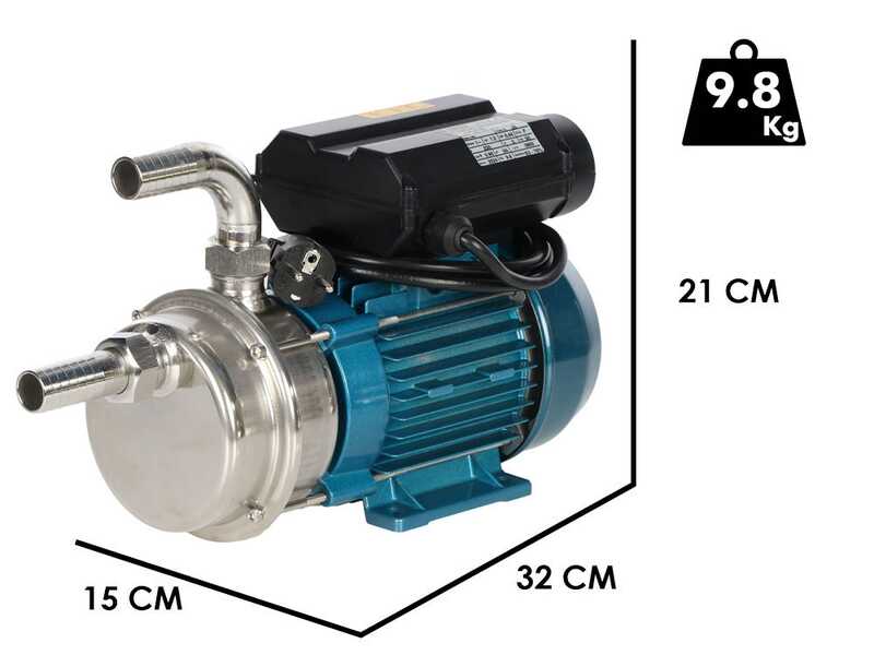 Tellarini ALM 25 MS - Pompa elettrica da travaso in acciaio inox - Raccordi in INOX dritto+curvo - Monofase - 230V - Scegli i tuoi raccordi!
