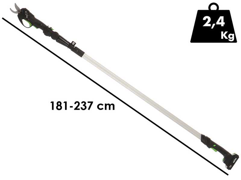 Ribimex PRBAT20/SEC - Forbice elettrica da potatura su asta 147-203 cm - 20V/2Ah