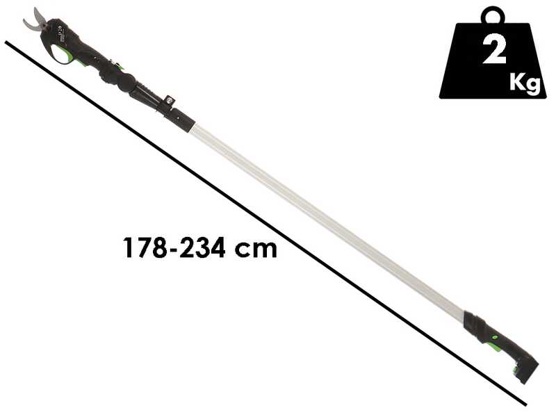 Ribimex PRBAT20/SECSB - Forbice elettrica da potatura su asta - Diametro di taglio 25mm - SENZA BATTERIA E CARICABATTERIA