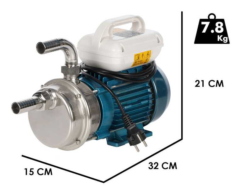 Tellarini ALM 25 - Pompa elettrica da travaso per olio in acciaio inox - Raccordi in INOX dritto+curvo - Monofase - 230V - Scegli i tuoi raccordi!