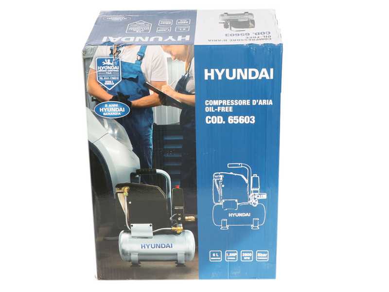Hyundai 4J-750-6L - Compressore aria elettrico silenziato  - motore 1 HP
