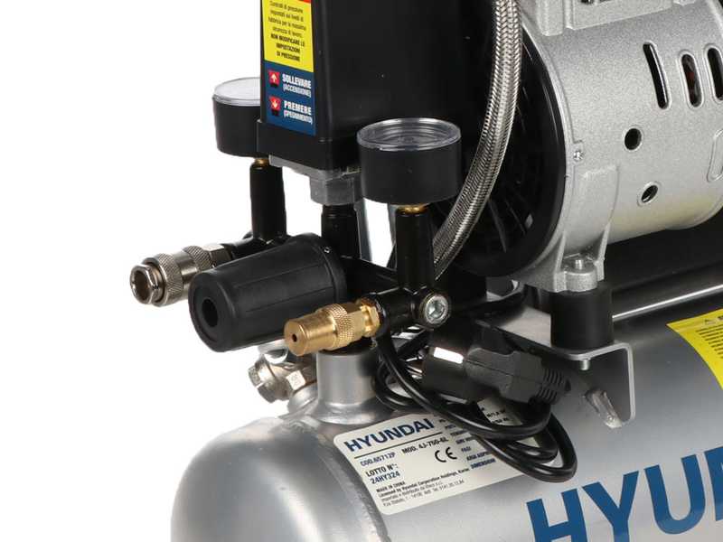 Hyundai 4J-750-6L - Compressore aria elettrico silenziato  - motore 1 HP