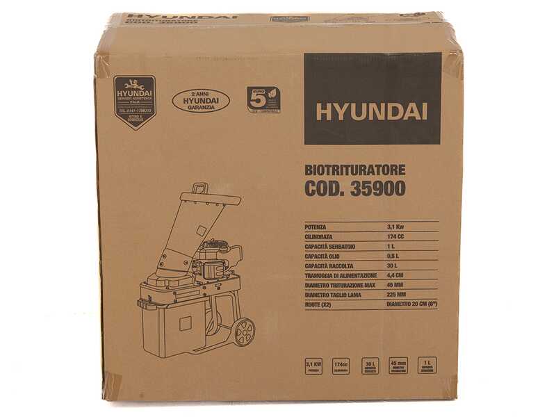 Hyundai SC225-HP175 - Biotrituratore a scoppio - Motore a benzina 6 HP