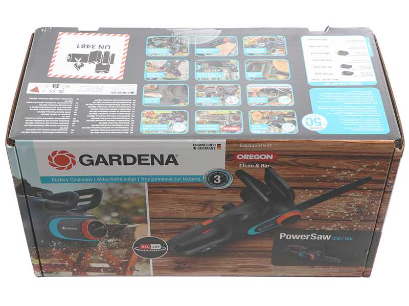 Gardena PowerSaw 250/18V - Elettrosega a batteria 18V 4Ah - Lama da 25 cm