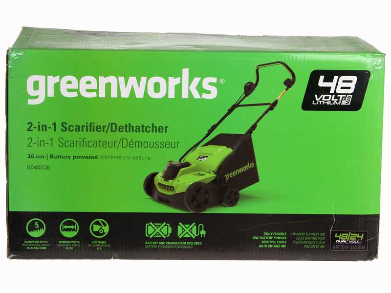 Greenworks GD48SC36 - Arieggiatore a batteria  - 48V 4Ah + Batteria aggiuntiva da 2Ah