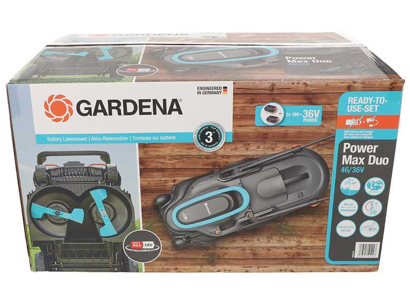 Gardena PowerMax Duo 46/36V P4A - Tagliaerba a batteria - Taglio 46 cm - SENZA BATTERIE E CARICABATTERIE
