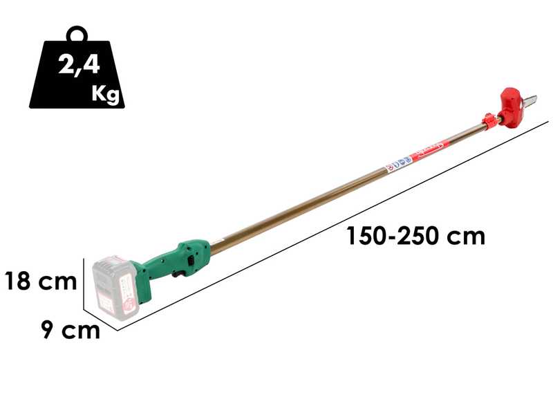 Sbaraglia Ares 21V - Potatore a batteria su asta telescopica - SENZA BATTERIA E CARICABATTERIA