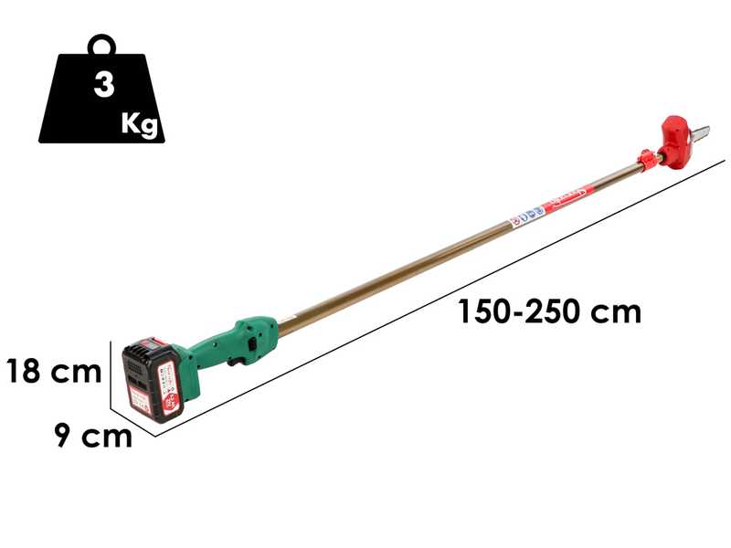 Sbaraglia Ares 21V - Potatore a batteria su asta telescopica - 21V/5.2Ah