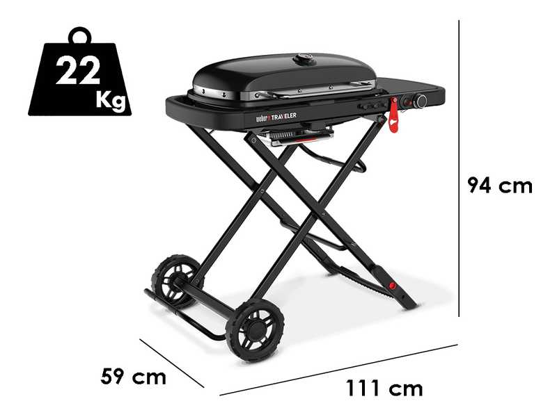 Weber Traveler Stealth - Barbecue a gas portatile